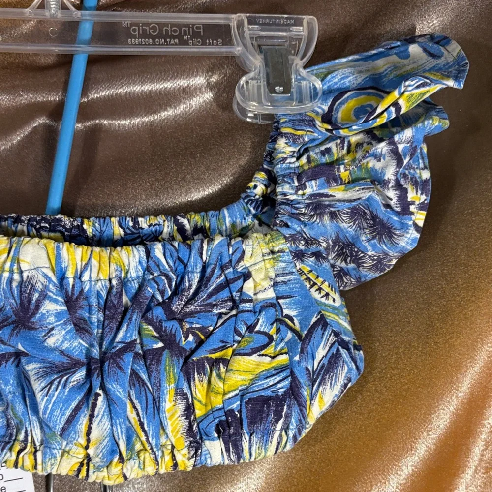 Vintage 50’s Hawaiian‎ Floral Blue and Yellow Childs Shorts set box G